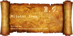 Milotai Irma névjegykártya